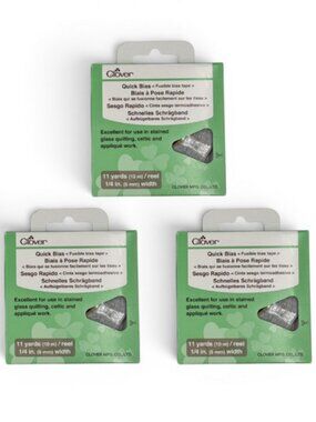 3 Pack Clover Quick Bias SILVER Fusible Bias Tape Applique Work 1/4 in X 11 yd